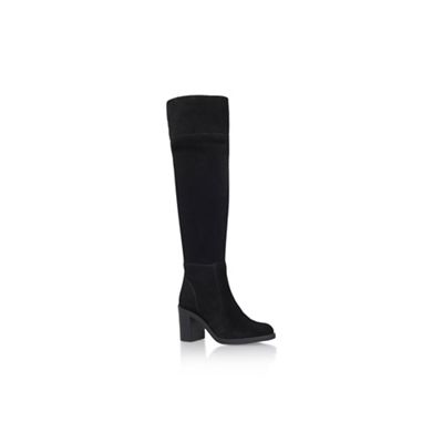 Black 'Tring' low heel knee high boot